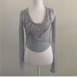 Free People Light Blue Longsleeve Top racerback detail excellent condition